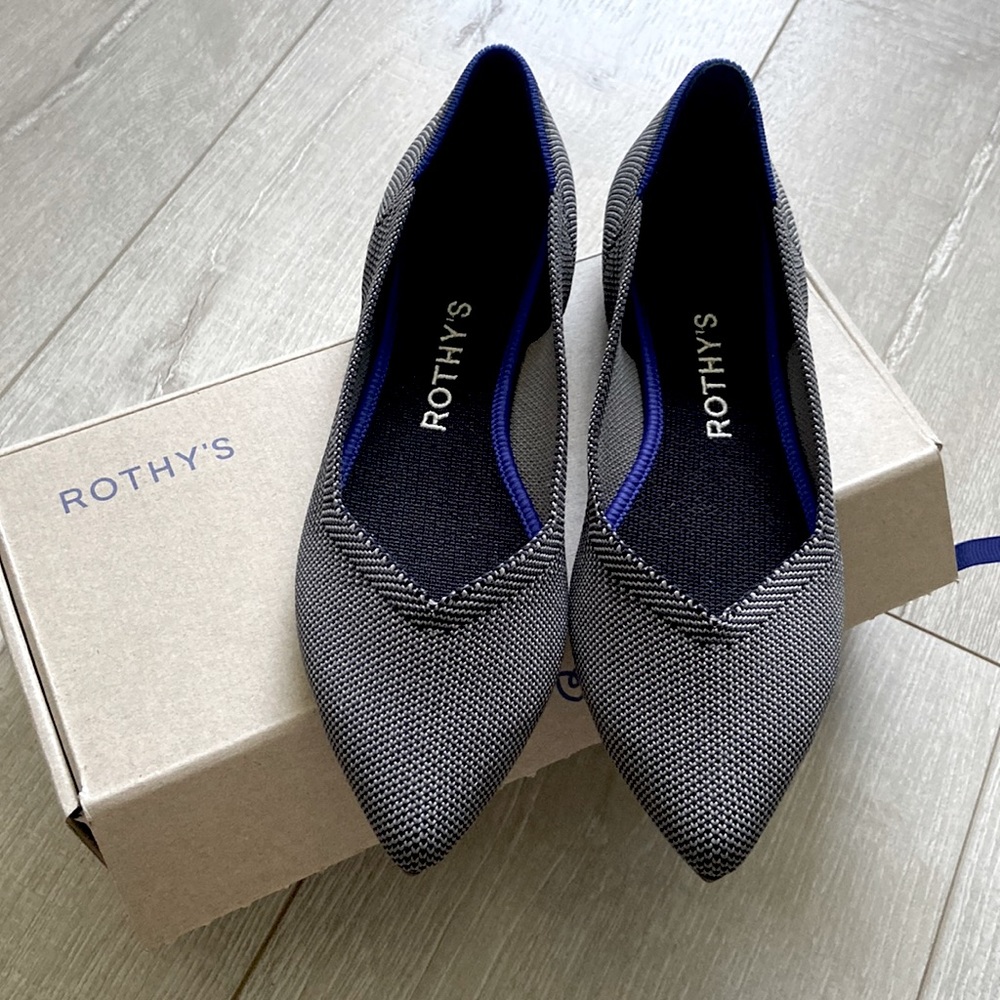 NEW Rothy’s Cloud Grey Birdseye The Point shoes (retired color) BNIB